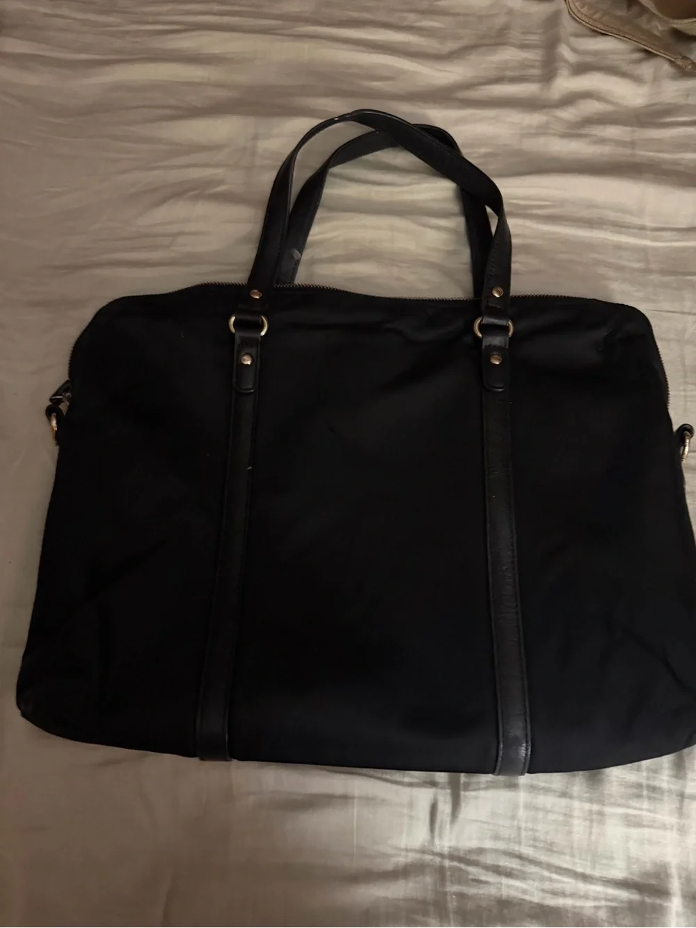 kate spade Black Nylon Laptop Tote with Leather Trim